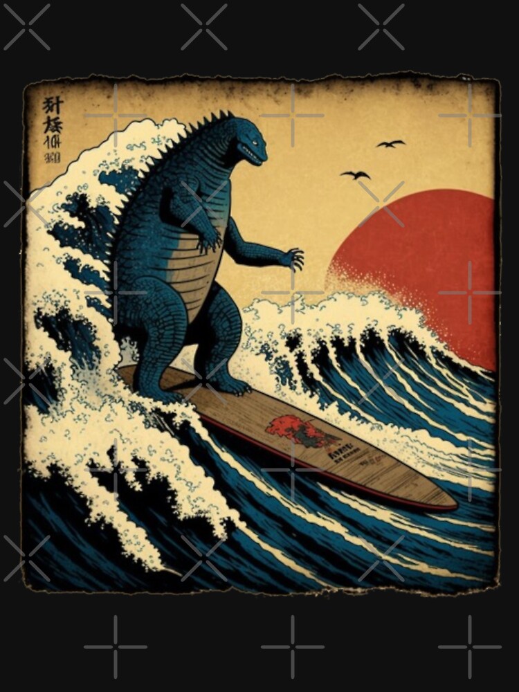 Godzilla Surfing Funny Hawaiian Shirt