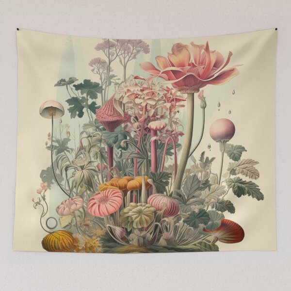 Item preview, Pink Vintage Mushroom Garden designed and sold by LadybellVintage.