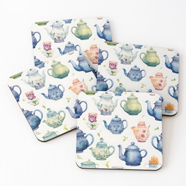 Item preview, Whimsical Watercolor Teapots No.2 designed and sold by Marvel Selke.