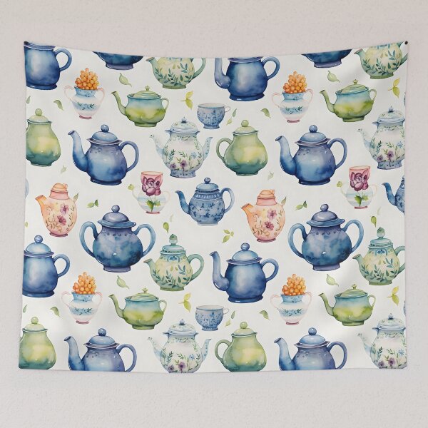 Item preview, Whimsical Watercolor Teapots No.2 designed and sold by Marvel Selke.