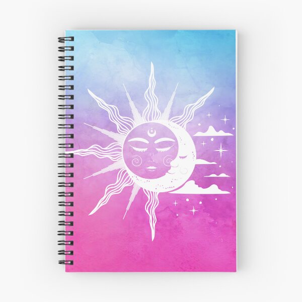 Item preview, Cosmic Aesthetic Sun and Moon in Blue and Pink Watercolor Sky designed and sold by Trish Dish.