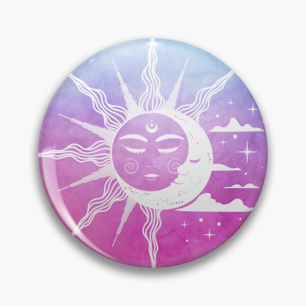 Item preview, Cosmic Aesthetic Sun and Moon in Blue and Pink Watercolor Sky designed and sold by Trish Dish.