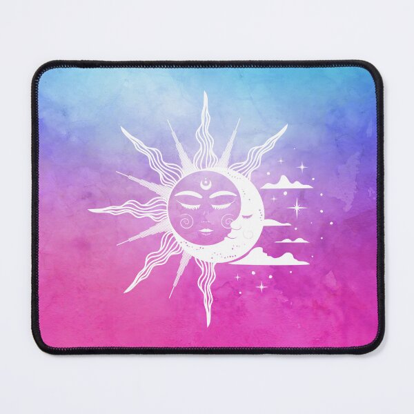 Item preview, Cosmic Aesthetic Sun and Moon in Blue and Pink Watercolor Sky designed and sold by Trish Dish.