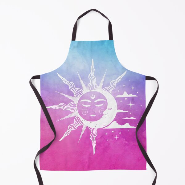 Item preview, Cosmic Aesthetic Sun and Moon in Blue and Pink Watercolor Sky designed and sold by Trish Dish.
