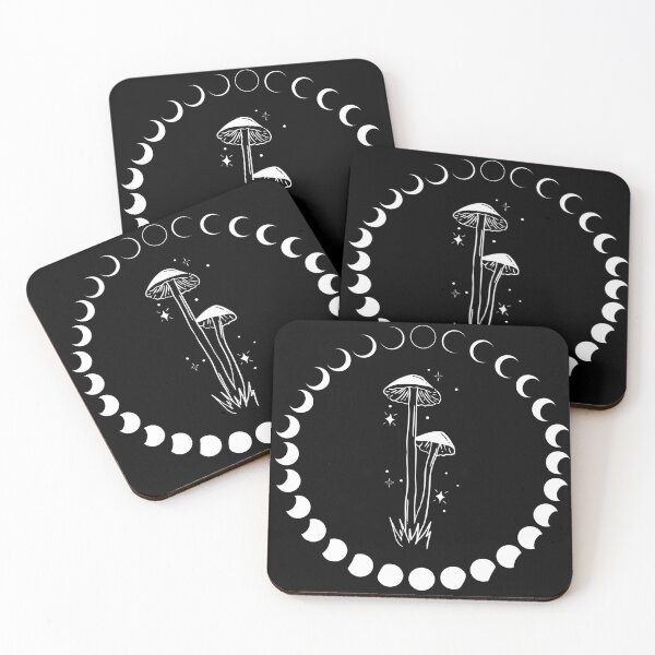 Item preview, Mushrooms and moon phases sticker and pin designed and sold by jellysquidart.