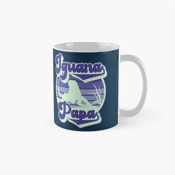 Item preview, Iguana Papa Retro Sunset Iguana Reptile Pet Parent Logo (BLUE) designed and sold by CRHPOD20.
