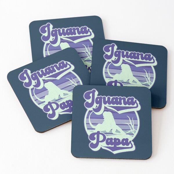 Item preview, Iguana Papa Retro Sunset Iguana Reptile Pet Parent Logo (BLUE) designed and sold by CRHPOD20.