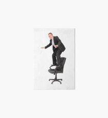 Unsafe office - man standing on office chair - stock image Art Board