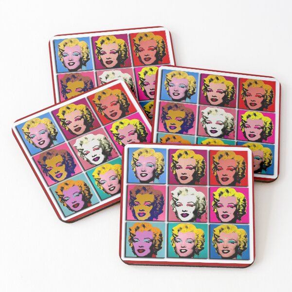 MARILYN ABSTRACT : Art Deco Pop Art Print Coasters (Set of 4)