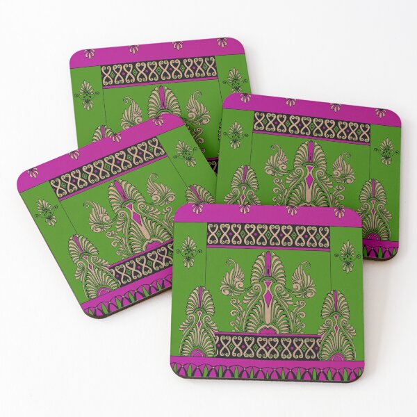 Item preview, Ancient Greek Roman Decorative Wall Design - Fuscia, Green, Tan, Black designed and sold by Talia Felix.