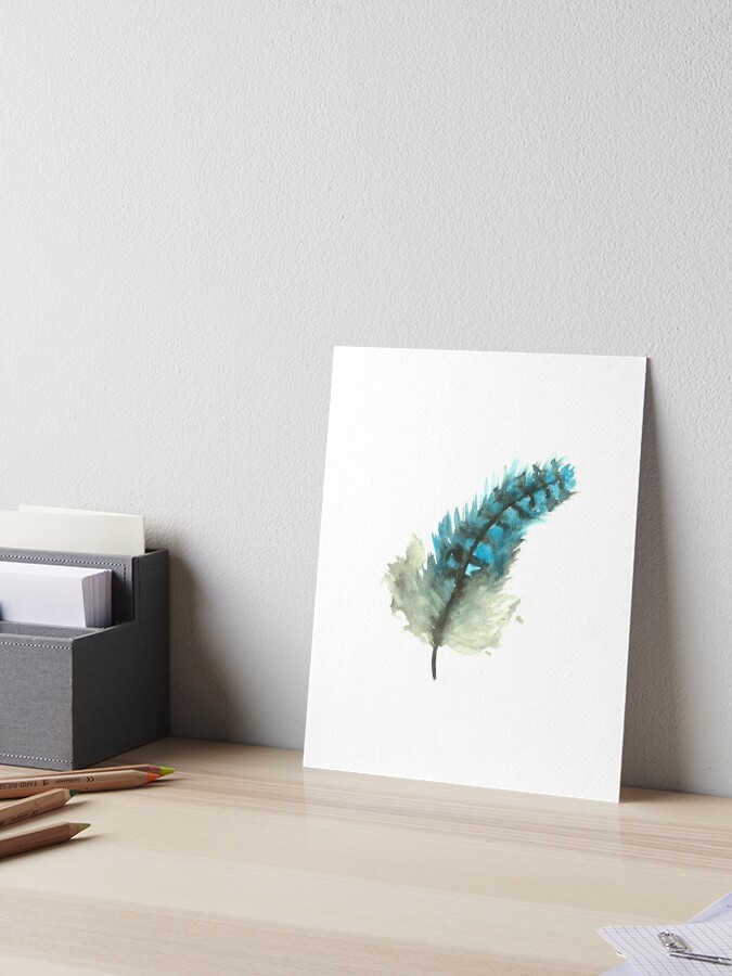 Blue Jay Feather Art Board Print By Cannibalkats Redbubble