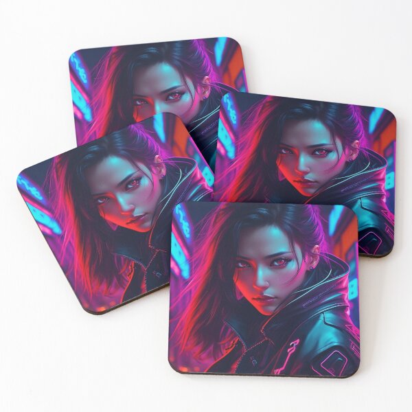 Item preview, Neon Cyberpunk Woman Fierce designed and sold by CuratedChoices.