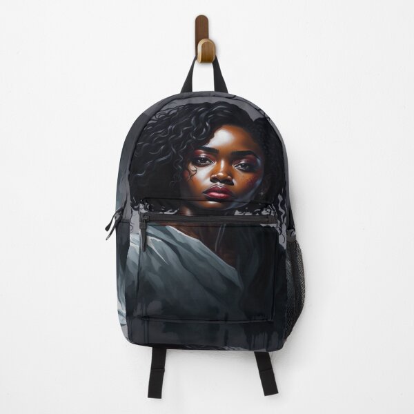 Item preview, beautiful black woman with curly hair, watercolor painting design designed and sold by womenandflowers.