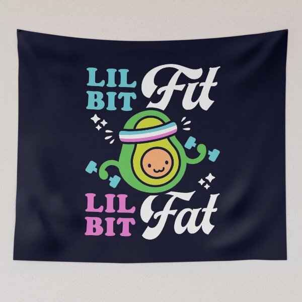 Item preview, Lil Bit Fit Lil Bit Fat (Retro Cartoon) Funny Avocado Pun designed and sold by Brogress Project.