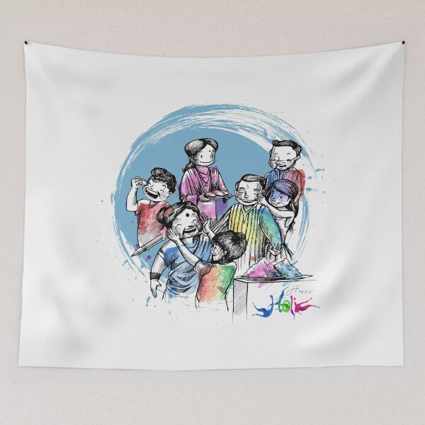 Item preview, Happy family gathering to celebrate Holi together designed and sold by TirrellColister.