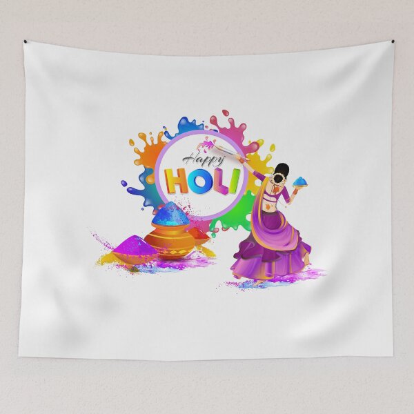 Item preview, Indian girl prepares a Holi, season with pichkari and colored powder designed and sold by TirrellColister.