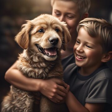 Artwork thumbnail, Boy with a new Puppy by LenCarol