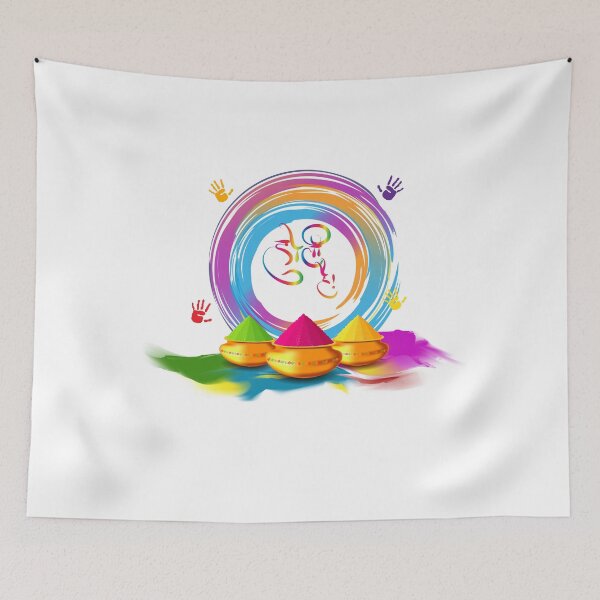 Item preview, Colorful hands, circle and powder with Indian character designed and sold by TirrellColister.
