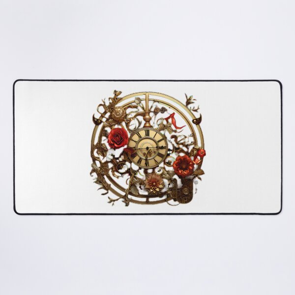 Item preview, Steampunk Gears Clock with Flowers  designed and sold by BrandonArtWorld.