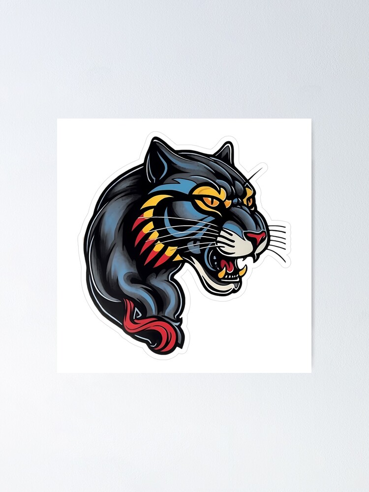 Poster for Sale mit Schwarzer Puma, Sailor Jerry-Stil, Tattoo