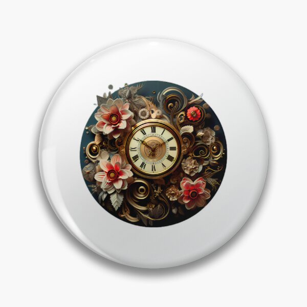 Item preview,  Steampunk Gears Clock with Flowers  designed and sold by BrandonArtWorld.