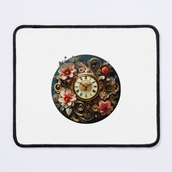 Item preview,  Steampunk Gears Clock with Flowers  designed and sold by BrandonArtWorld.