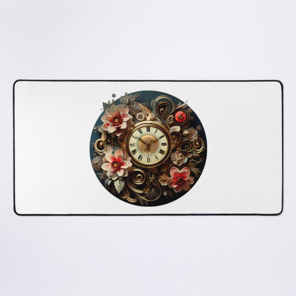 Item preview,  Steampunk Gears Clock with Flowers  designed and sold by BrandonArtWorld.