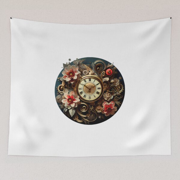Item preview,  Steampunk Gears Clock with Flowers  designed and sold by BrandonArtWorld.