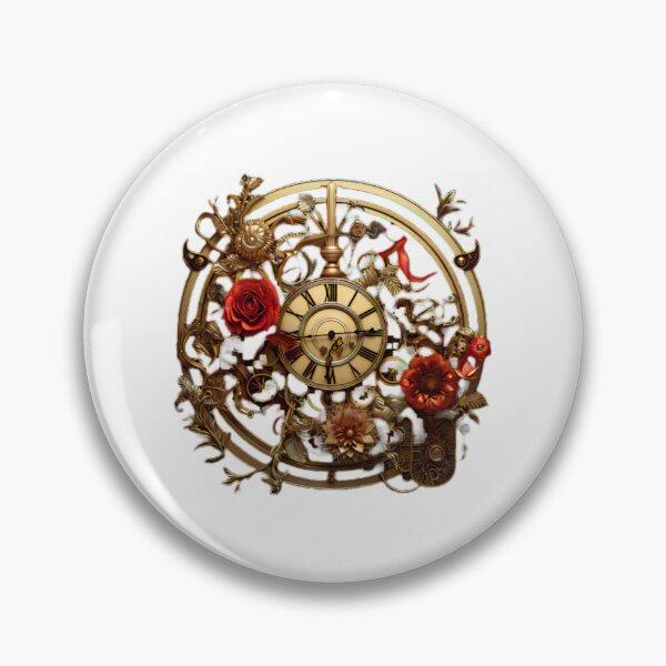 Item preview, Steampunk Gears Clock with Flowers  designed and sold by BrandonArtWorld.