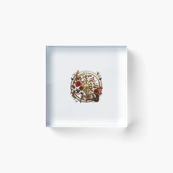 Item preview, Steampunk Gears Clock with Flowers  designed and sold by BrandonArtWorld.
