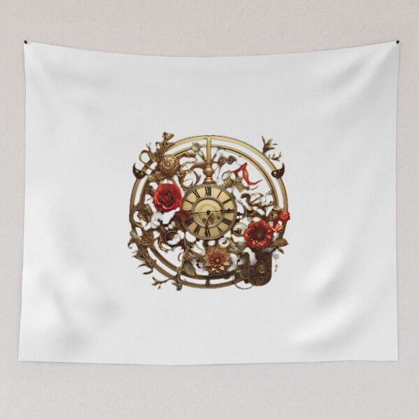 Item preview, Steampunk Gears Clock with Flowers  designed and sold by BrandonArtWorld.