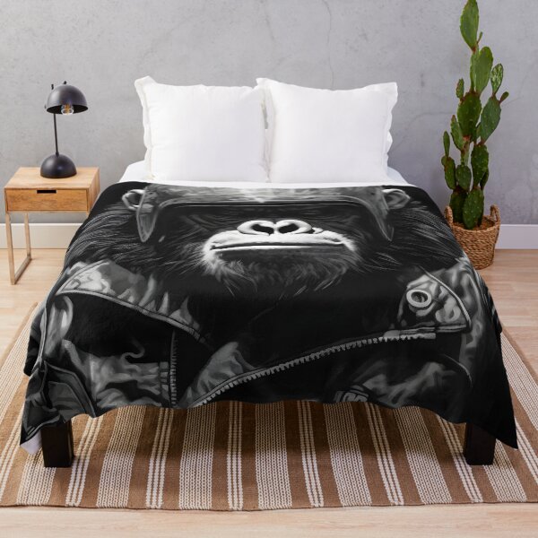 Item preview, Cool Gorilla in Leather Jacket and Motorcycle Helmet - Unique Wildlife Art designed and sold by Print Finds.