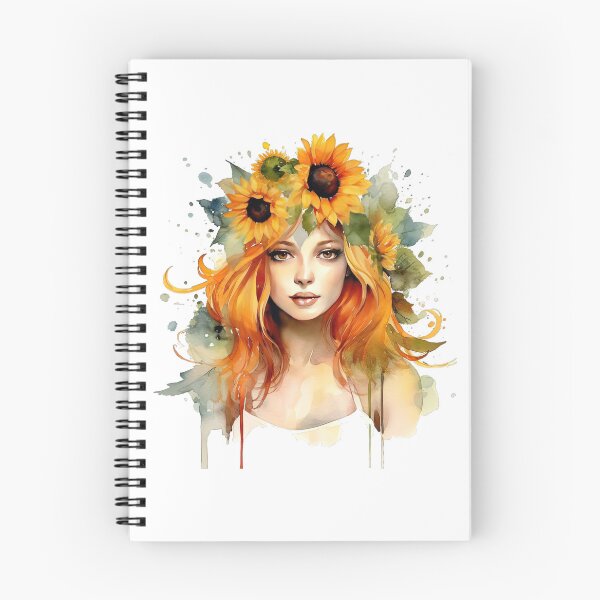 Item preview, Watercolor Beautiful Girl With Sunflower Crown designed and sold by usablestores.