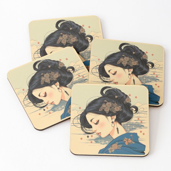 Aperçu de l'œuvre Ukiyo-e Rétro Pop Esthétique Fille Triste créée et vendue par NateCF.
