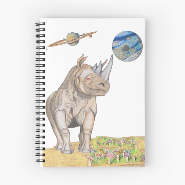 Item preview, Rhino with Mushrooms and Planets designed and sold by AJLeibengeist.
