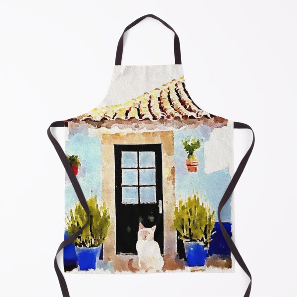 Item preview, Watercolour house and cat designed and sold by MARYA.ART.