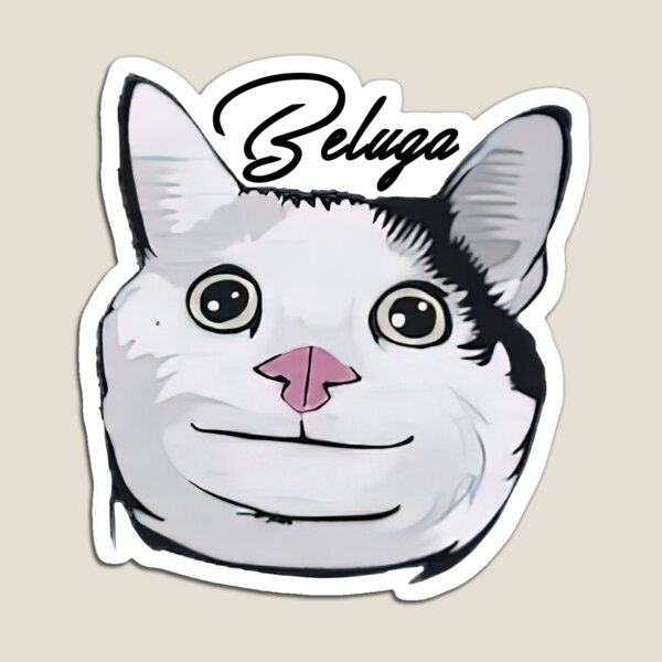 Beluga Cat Meme Face Smiling | Magnet