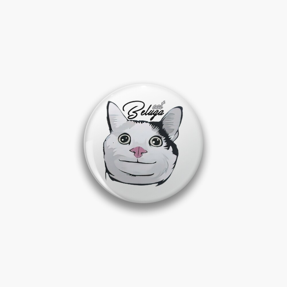Beluga Cat Icon Pins and Buttons for Sale