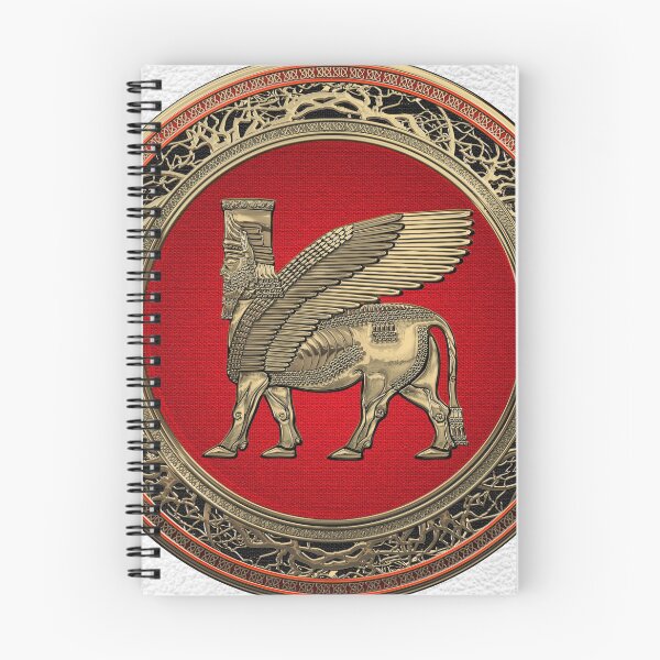 Item preview, Assyrian Winged Bull - Gold Lamassu over White Leather designed and sold by Serge Averbukh Art Studio.