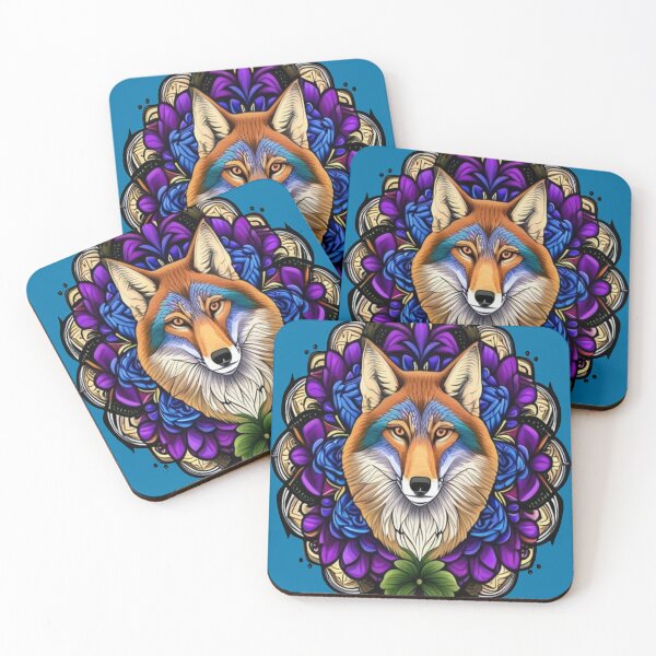 Item preview, A Coyote Surrounded By A Wreath Of Pasque Flower Tattoo Art designed and sold by taiche.