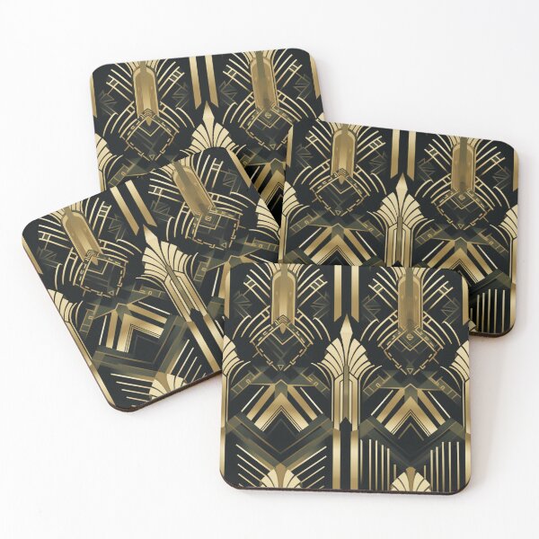 Item preview, 1930’s Art Deco Black & Gold Digital Pattern designed and sold by zolarche.