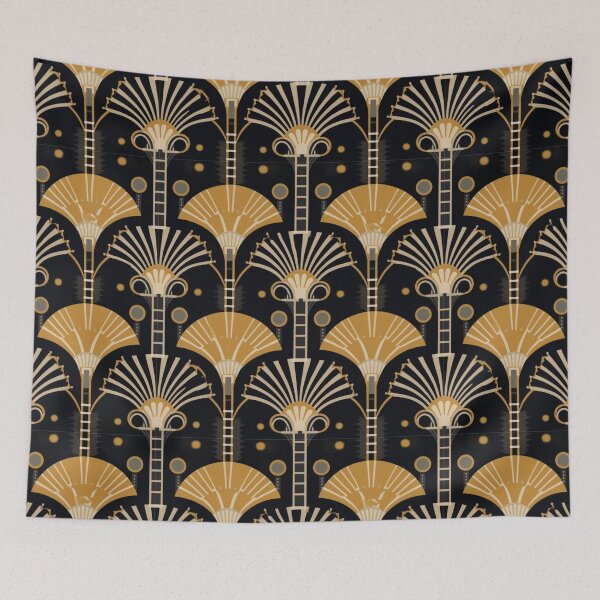 Item preview, 1930’s Art Deco Black & Gold Fan Digital Pattern designed and sold by zolarche.