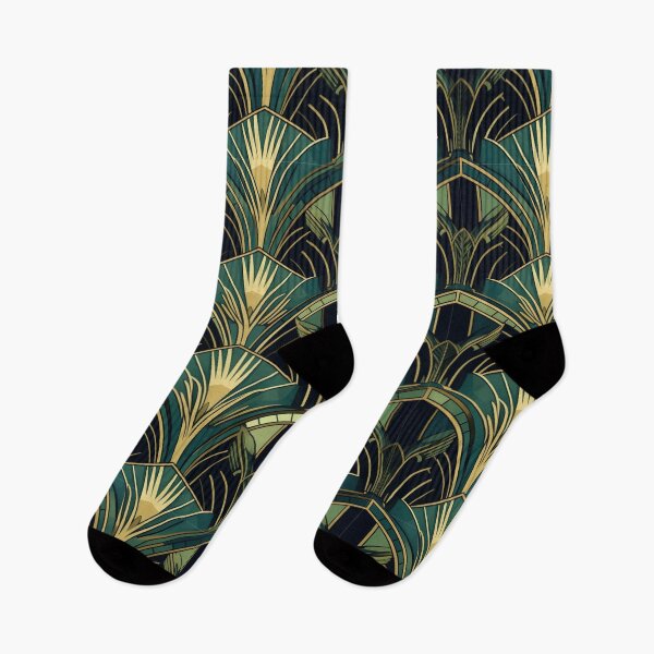Item preview, 1930’s Art Deco Green & Gold Digital Pattern designed and sold by zolarche.