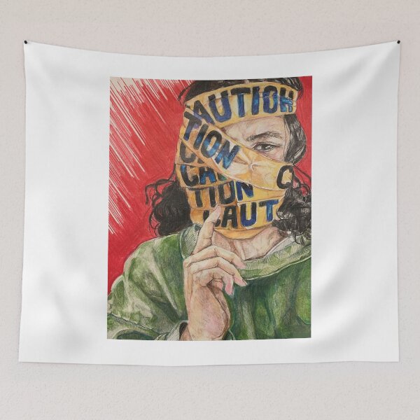 Item preview, Woman With Caution Tape on Face Graphic designed and sold by keisi-duron.