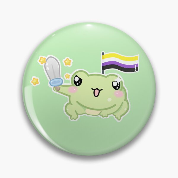 Item preview, Cute Frog Warrior Holding Sword With Nonbinary Flag designed and sold by GaemGlomDesign.