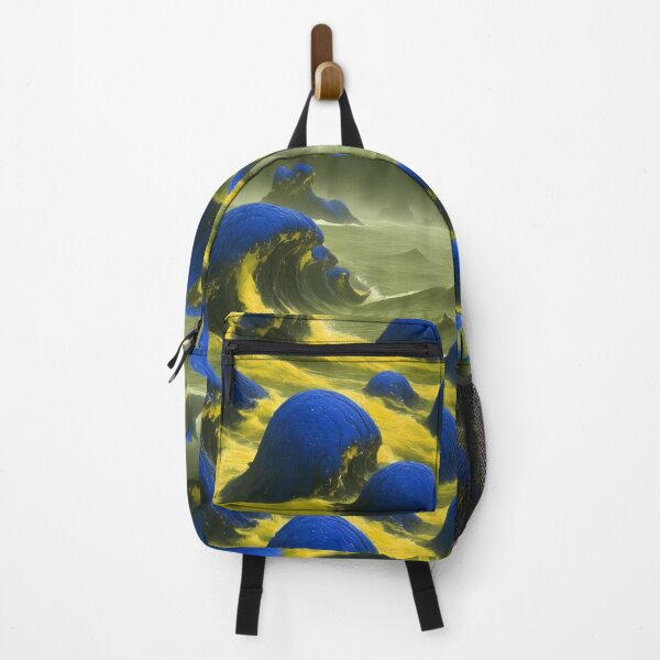 Item preview, Alien Magical World Ocean Waves Seashore Rocks Blue Yellow designed and sold by SassyArtistry.