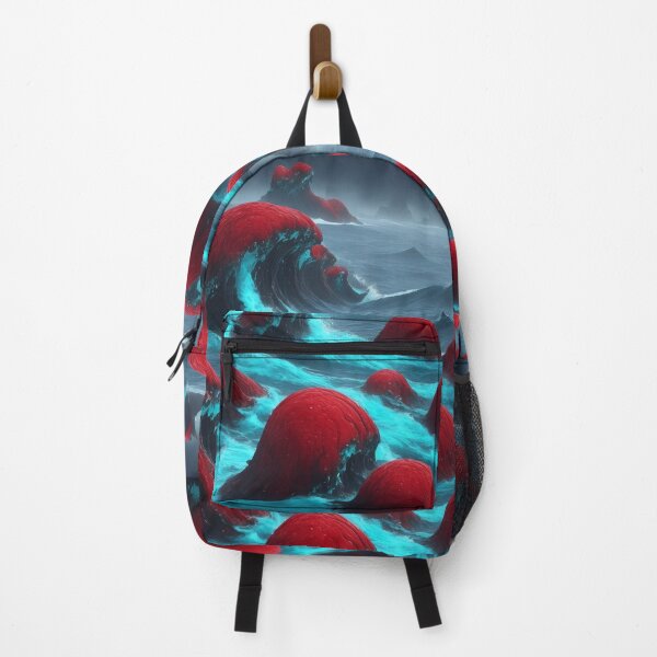 Item preview, Alien Magical World Ocean Waves Seashore Rocks Blue Red designed and sold by SassyArtistry.