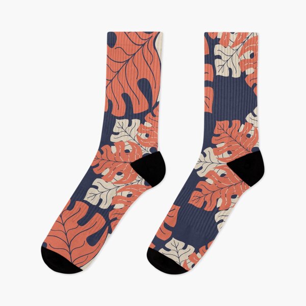 Item preview, Pattern orange monstera leaves designed and sold by MyMaryDesign.