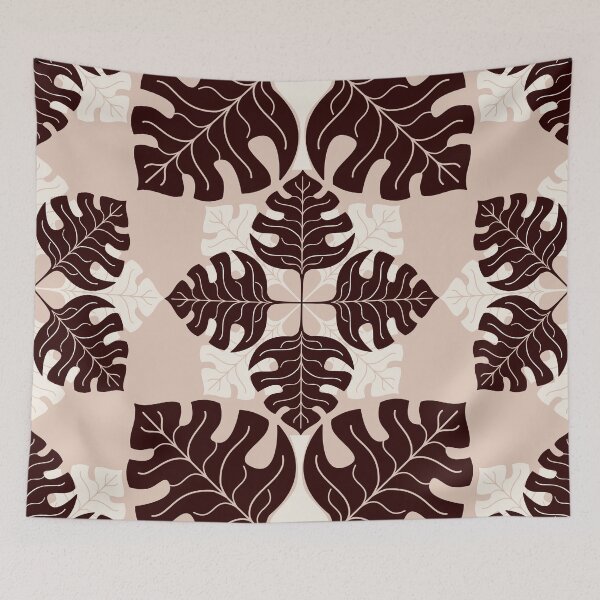 Item preview, Pattern brown monstera leaves designed and sold by MyMaryDesign.