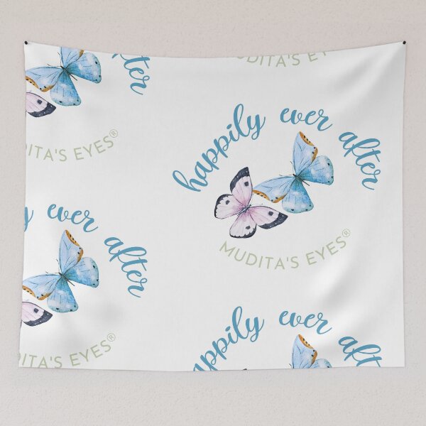 Item preview,  Romantic "Happily ever after"  Wedding Day Wishes & Proposal Blue Butterfly Sticker designed and sold by MuditasEyes.